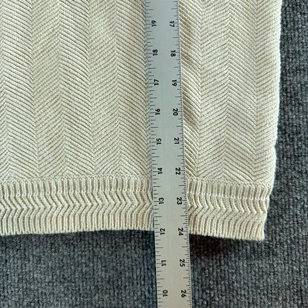Chaps Ralph Lauren Mens Medium Cream Chevron Knit Crewneck Cotton Sweater Chunky